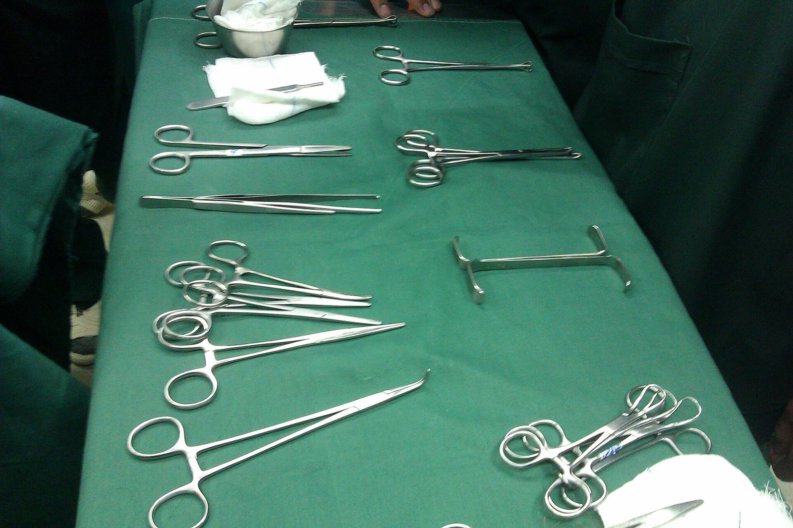 Orthopaedic surgical instruments laid out for study and reference.